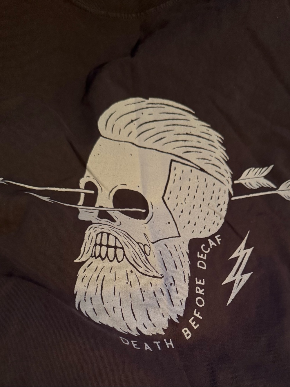 Pebby Forevee “Death Before Decalf” Skull Graphic Short Sleeve Tee - Black, 2X